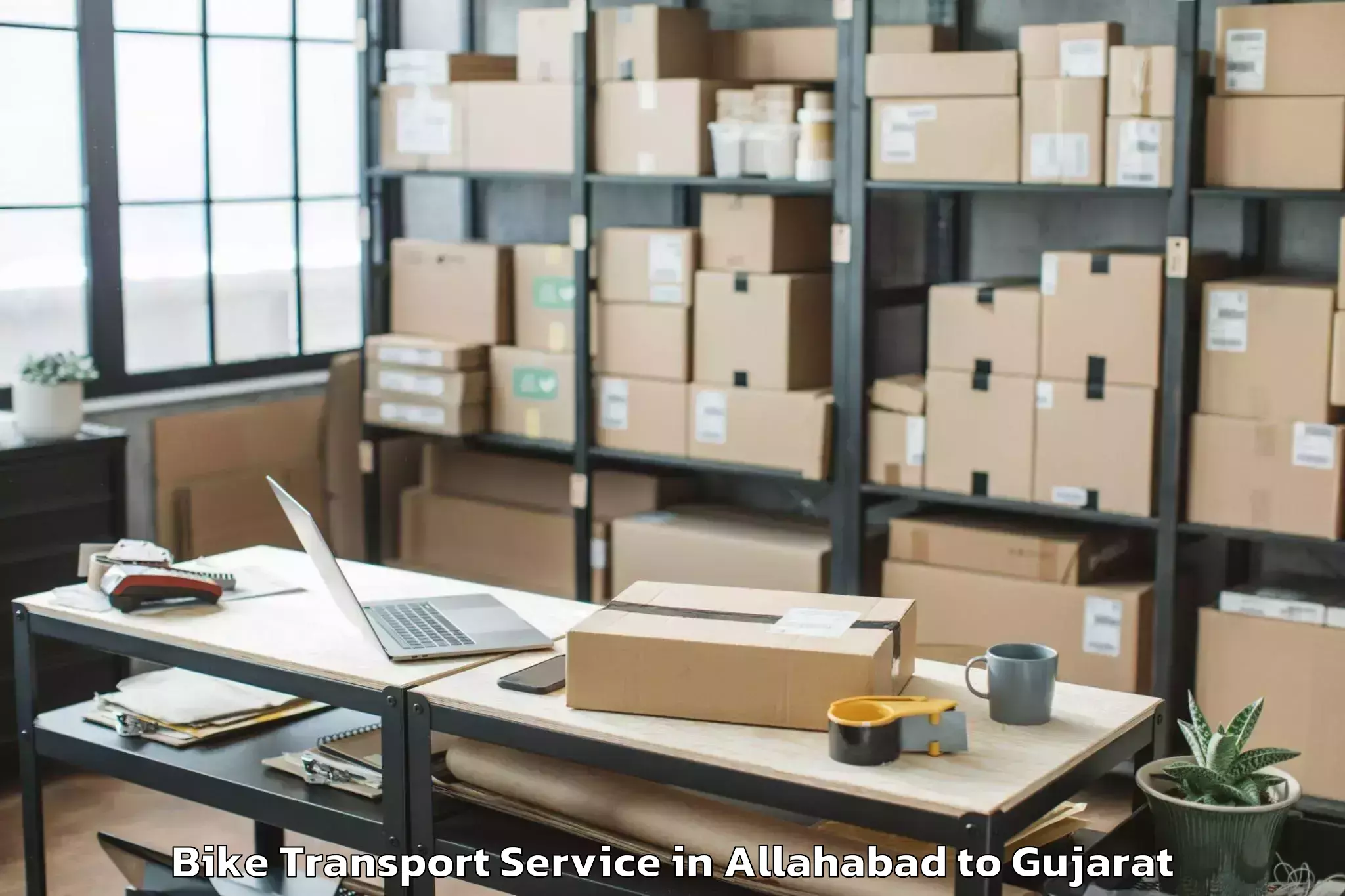 Professional Allahabad to Santrampur Bike Transport